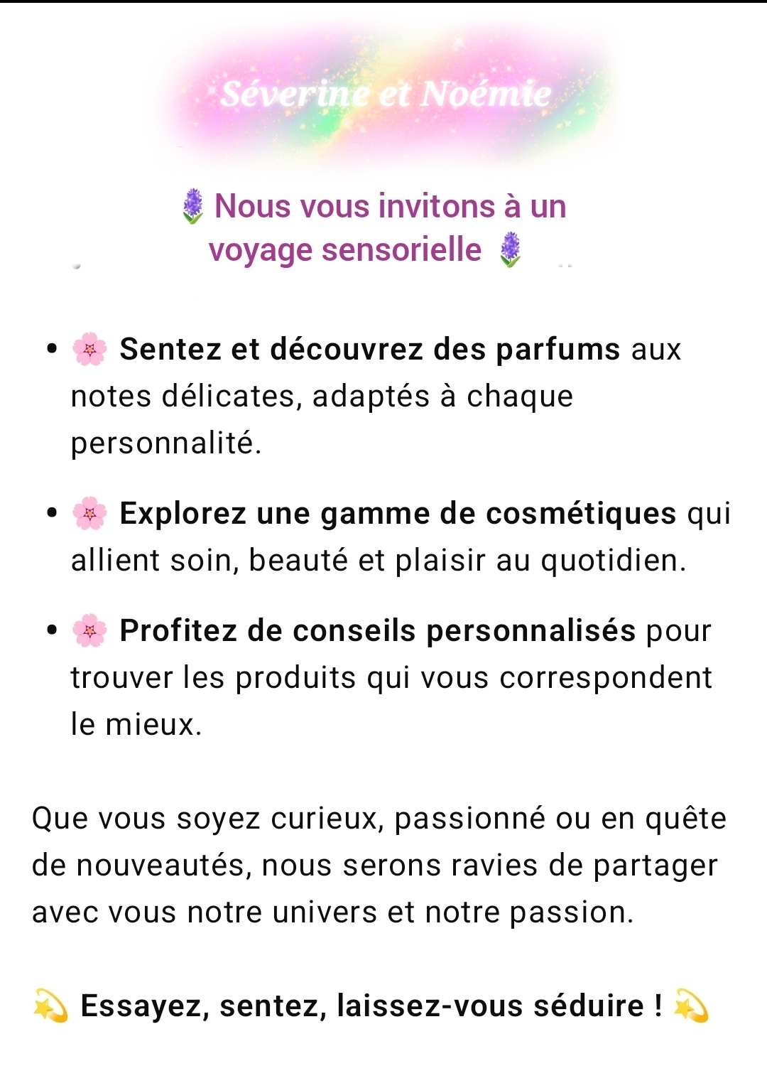 flyer de l'activité de Séverine Jacques